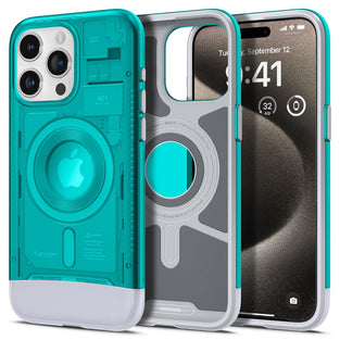 Spigen Classic C1 MagFit for iPhone 15 Pro Max case cover MagSafe compatible - Bondi Blue