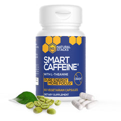 NATURAL STACKS Smart Caffeine with L-theanine for Focused Energy No Jitters or Crash - 60 Capsules