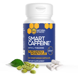 NATURAL STACKS Smart Caffeine with L-theanine for Focused Energy No Jitters or Crash - 60 Capsules