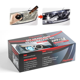Plextone Professional Headlight Restoration Kit DIY Headlamp Brightener Car Care Repair kit Head Lense Clean (auto-manual)
