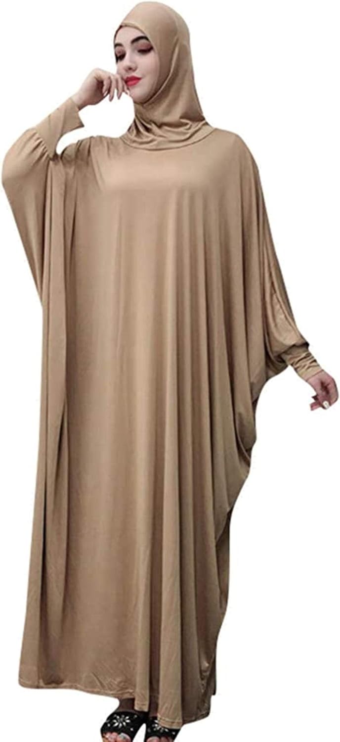 Women's Muslim Abaya Dress Prayer Dress Islamic Headdress Maxi Robe Dubai Kaftan，Hijab Full Length Dress