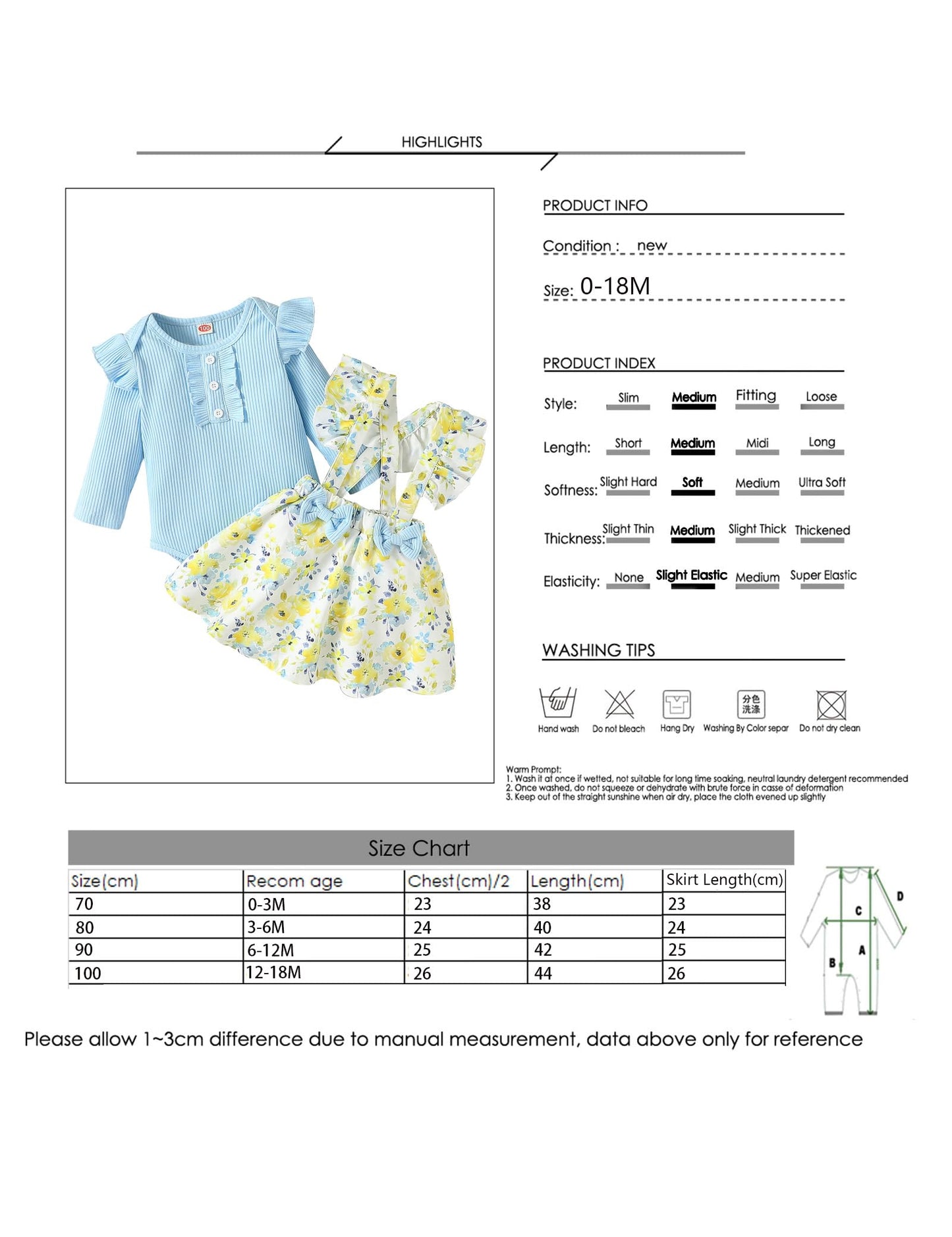 Haokaini Newborn Baby Girl Floral Braces Skirt Outfits Ruffle Long Sleeve Lace Romper Top with Headband Jumpsuit Dress Clothing Set, for 0-3 Months