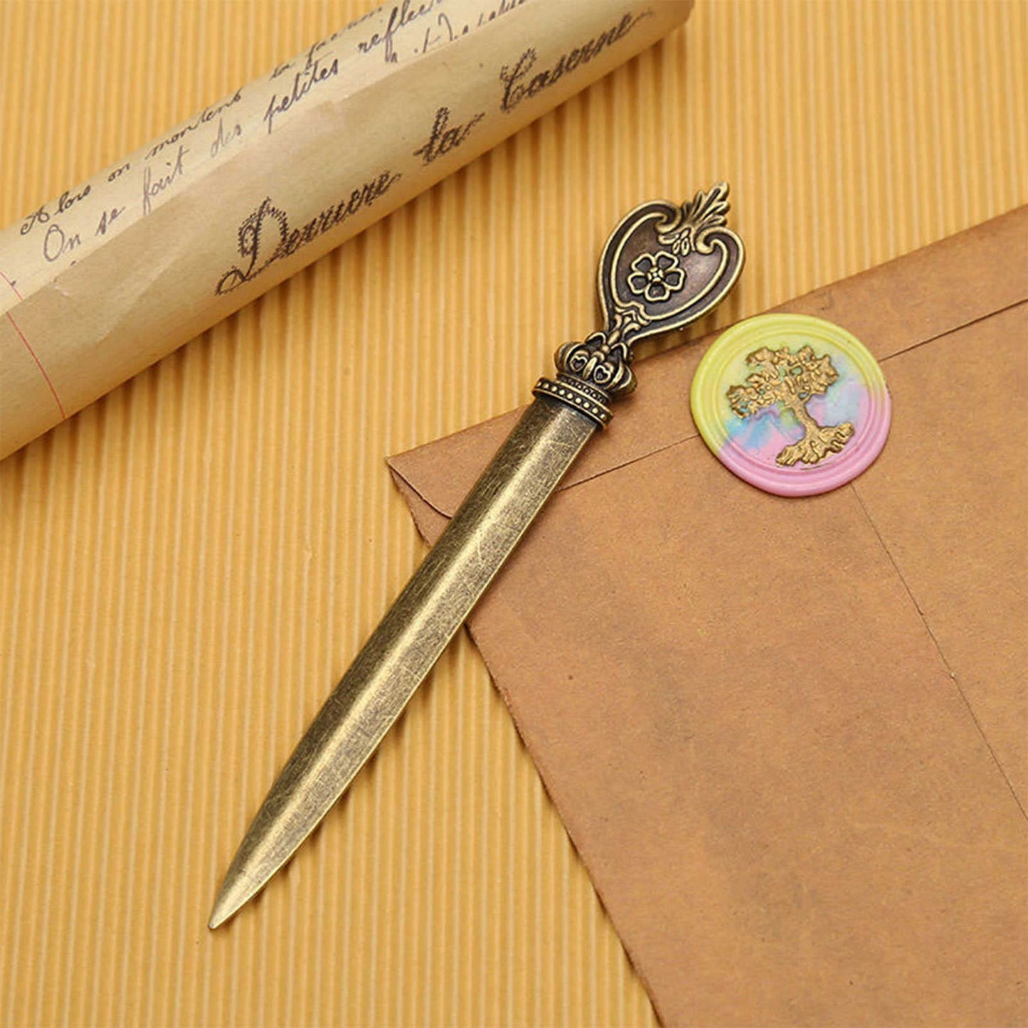 Letter Opener in Office Supplies - Classical Vintage Bookmark & Office Paper Cutter, Ergonomic Grip Handle