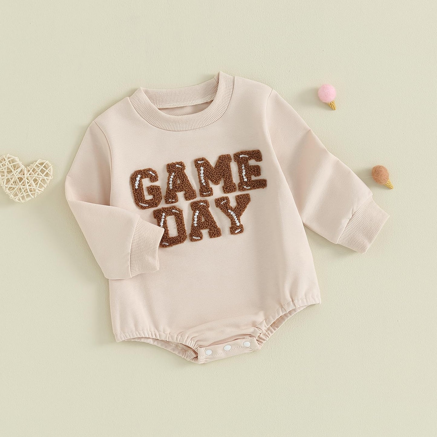 DNOMAID YZARC Infant Baby Girl Boy Football Sweatshirt Romper Funny Game Day Long Sleeve One Piece Bodysuit Top Fall Clothes
