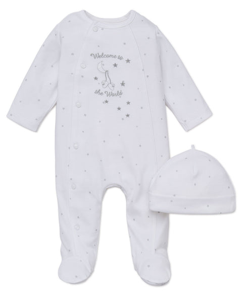 Little Me Baby Girls' 2-Piece Footie and Cap Set (6 Months)