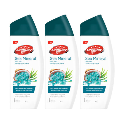 Lifebuoy Anti Bacterial Sea Minerals Body Wash, 300 ml (Pack Of 3)