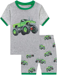 Little Hand Toddler Boys Pajamas Fire Truck 100% Cotton Kids Train 2 Piece Short Sets Summer Sleepwear Clothes Set 2Y