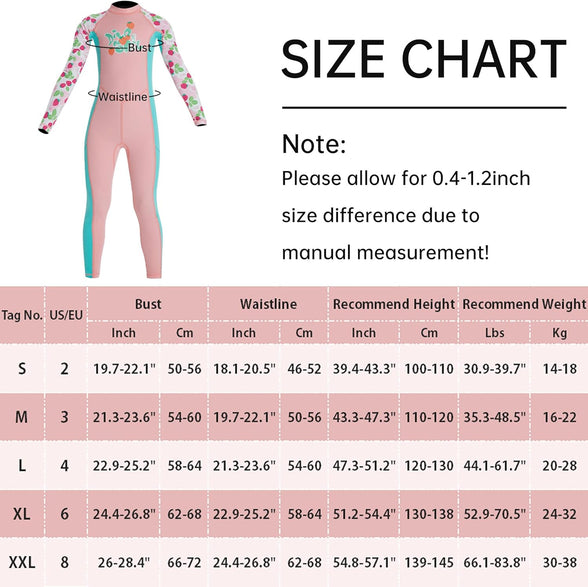 Happy Cherry Kids Wetsuits Girls Boys Neoprene Thermal Warm One Piece Swimsuit Long Sleeve UV Protection Back Zipper Rash Guard Diving Swimming Surfing 3-12 Years