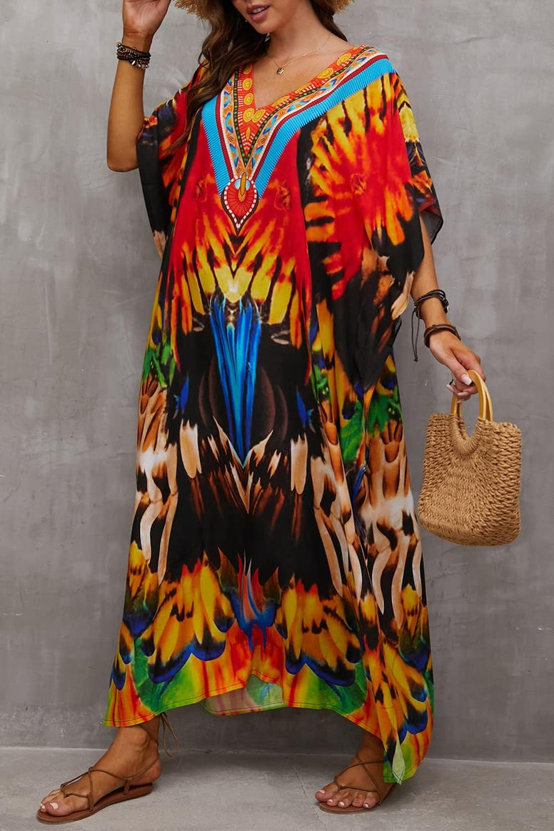 YouKD Wemon's Summer Long Kaftan Bohemian Maxi Kimono Dress Swimsuit Beach Cover Up Robes