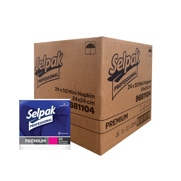 Selpak Professional Paper Napkins, 1200 Sheets, 24 Pack White Napkins 24cmx24cm 2ply Paper Serviettes, Cocktail Napkins Small, White Paper Napkins Disposable Party, Absorbent and Soft Party Napkins