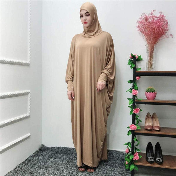 Women's Muslim Abaya Dress Prayer Dress Islamic Headdress Maxi Robe Dubai Kaftan，Hijab Full Length Dress