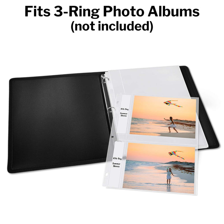 Dunwell 5x7 Photo Sleeve Inserts - (5x7, 50 Pack), for 200 Photos, Crystal Clear Photo Pockets for 3-Ring Binder, Photo Album Refillable Page Inserts, Each Page Holds Four 5 x 7" Pictures, Postcards