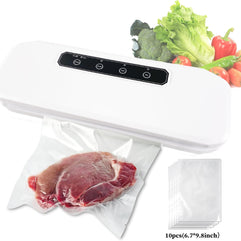 Vacuum Sealer Machine，Automatic Air Sealing System for Food Storage, Moist Mode，Led Indicator Lights，Easy to Clean，Dry & Modes Machine - Automatic Storage Dry and Food，Air 10 Seal Bags (white-1)