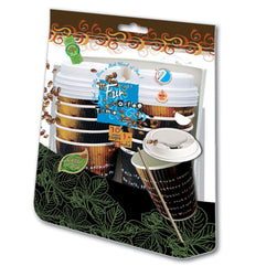 Fun Coffee Time Ruffles Paper Cup 12Oz With Lid And Stirrer - Pack Of 10