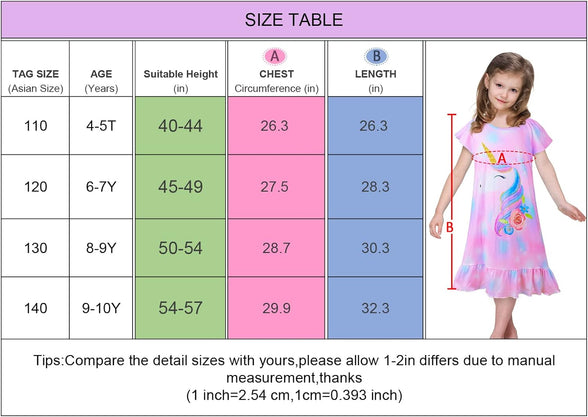 ICOSY Matching Girls & Doll Nightgowns Clothes Unicorn Pajamas Sleepwear Outfit for Girls and American 18" Girl Doll