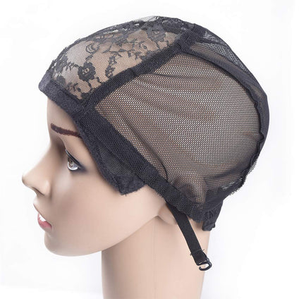 M AliMomo 2 pcs Wig Caps with Adjustable Strap for Making Wigs Free Size Black Dome Mesh Wig Cap for Women (Lace Wig Caps)