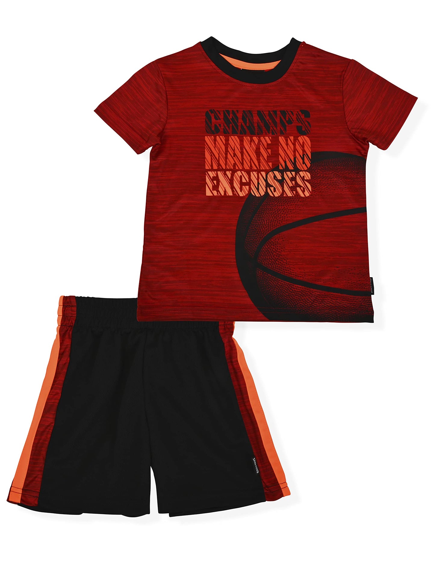 Spalding Boys Athletic Graphic Crewneck T Shirt Short Seeve Top and Shorts Gym Set 2T