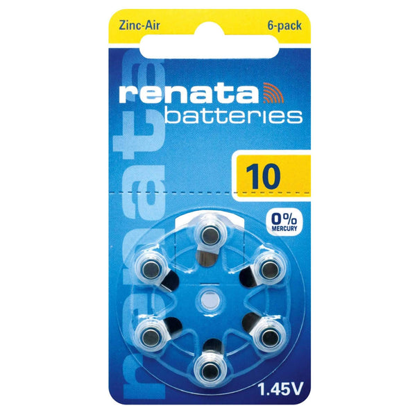 Renata Hearing Aid Battery ZA10 - Box of 60 Pieces