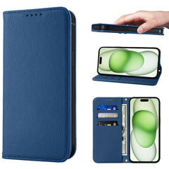 LANJLM Wallet Case for iPhone 15 Plus Phone Cases Premium Leather PU Flip Cover Magnetic Shockproof Closure Book Design with Kickstand Feature & Card Slots iPhone 15 Plus(6.7") Case - Blue