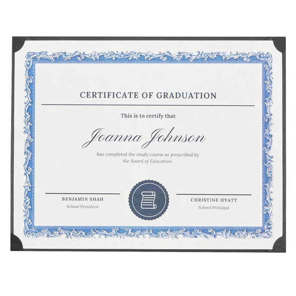 24-Pack Single Sided Award Certificate Holders - Bulk Certificate Holders for Graduation, Diploma, Employee Appreciation, Certification (fits 8.5x11, Black)