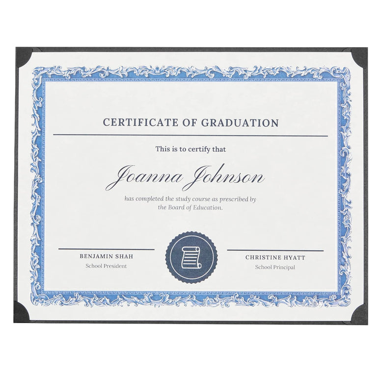 24-Pack Single Sided Award Certificate Holders - Bulk Certificate Holders for Graduation, Diploma, Employee Appreciation, Certification (fits 8.5x11, Black)