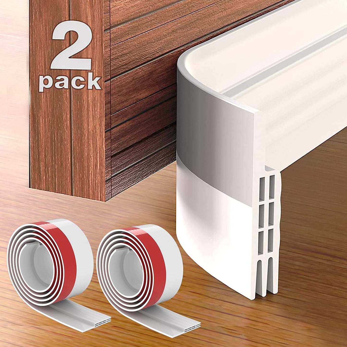 Grotheory 2 Pack Door Draft Stopper Under Door Seal, 39" L Door Sweep for Exterior & Interior Doors, Door Draft Blocker Dust and Noise Insulation Weather Stripping Draft Guard Insulator, White