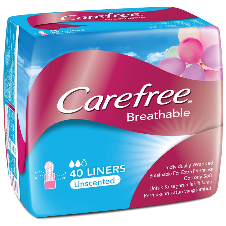 Carefree Breathable Panty Liners - Irritation Free Protection - Cottony Soft - 40 Liners