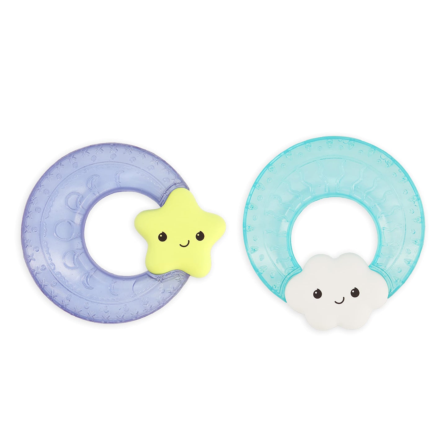 Infantino Shake & Soothe Water Teethers - Sensory Exploration and Teething Relief, Cloud and Star 2-Pack