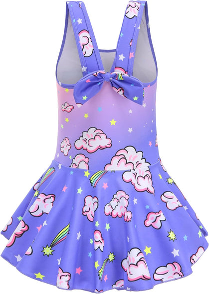 KuKiee Girls One Piece Rainbow Unicorn Swimsuit Stars Print Swimwear Bathing Suit