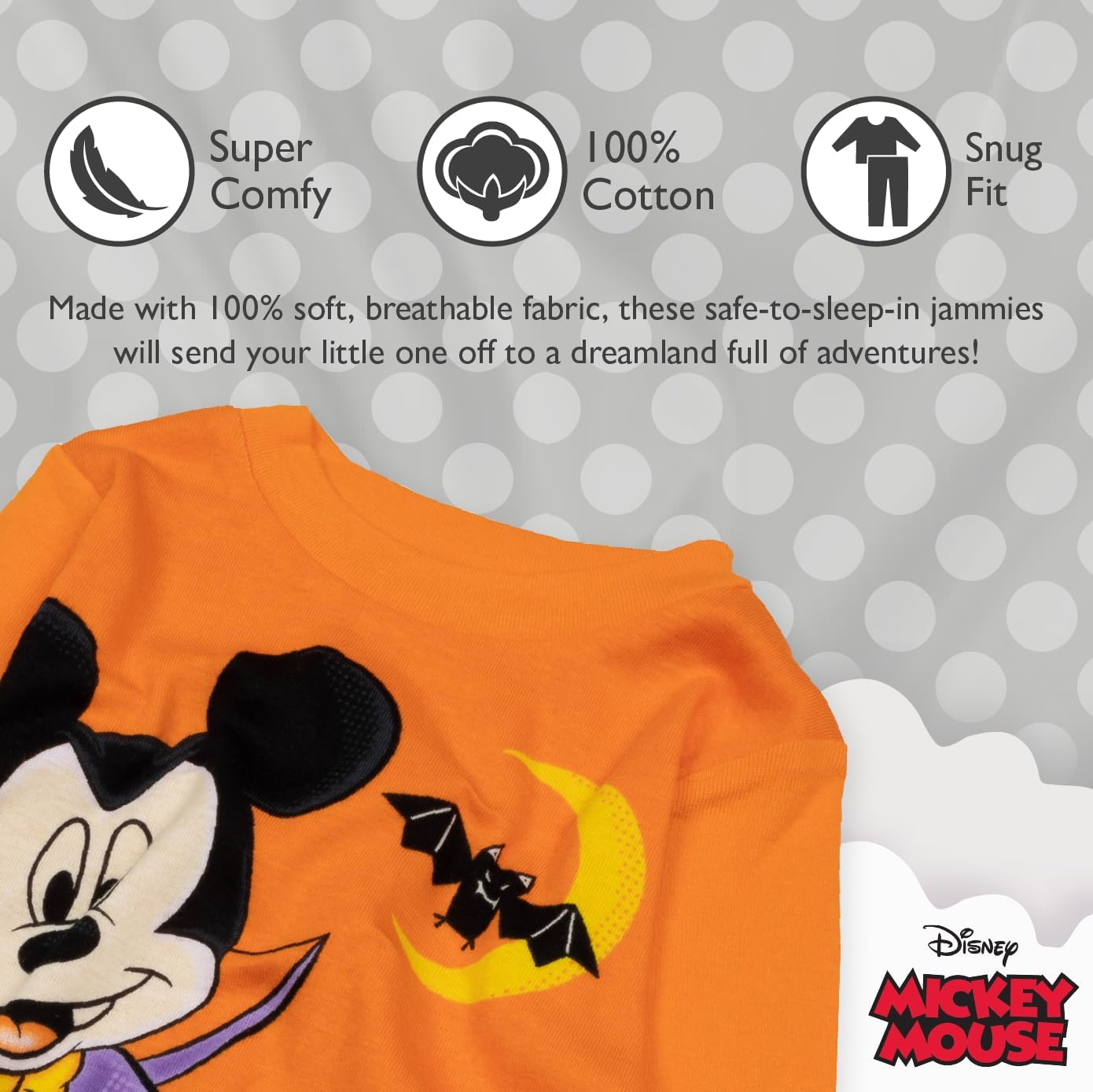 Mickey Mouse Boys Monster 2-Piece Snug-fit Cotton Pajamas Set 2 Years