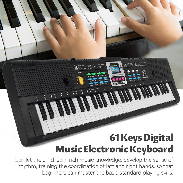 Musical Instrument, 61 Keys Digital Music Electronic Keyboard Kids Multifunctional Electric Piano for Piano Student with Microphone Function Musical Instrument