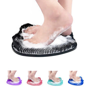 AGUDOU® Shower Foot Scrubber Mat with Non-Slip Suction Cups, Foot Scrubber Massager Cleaner, Soothes Tired Achy Feet and Scrubs Feet Clean, Pedicure and Massager Tub for at Home Spa (Black)