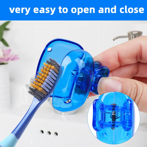 4 Pack Travel Toothbrush Head Covers Toothbrush Protector Cap Brush Pod Case Protective Portable Plastic Clip for Household Travel, Business, School, Bathroom, Camping.