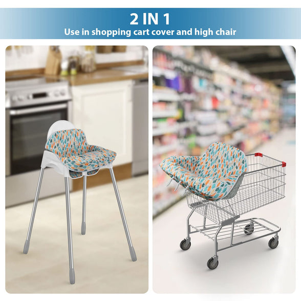 Baby Shopping Cart Cover for Babies - 2 in 1 High Chair Cover Grocery Cart Cover for Baby, Foldable Machine Washable Baby Cart Cover for Boys Girls Infant Toddler