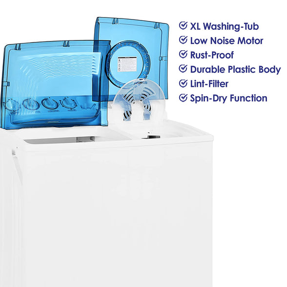 Super General 12 kg Twin-tub Semi-Automatic Washing Machine, White/Blue, efficient Top-Load Washer with Lint Filter, Spin-Dry, SGW-125, 95 x 58 x 103.5 cm, 1 Year Warranty