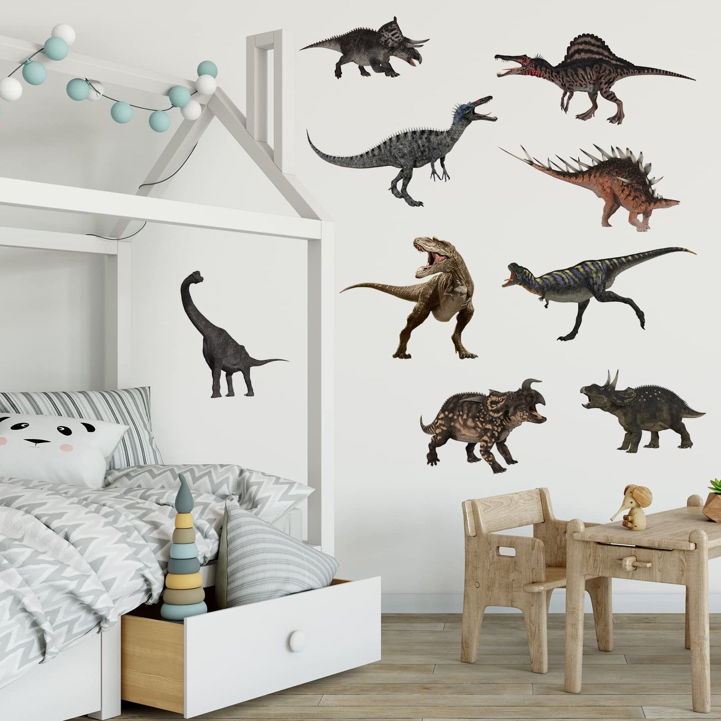 AnFigure Dinosaur Wall Decals for Boys Bedroom Baby Room Kids Room Wall Stickers 3D DIY Dino World Animals Wall Decal Nursery Playroom Living Room Background Removable Wall Decor