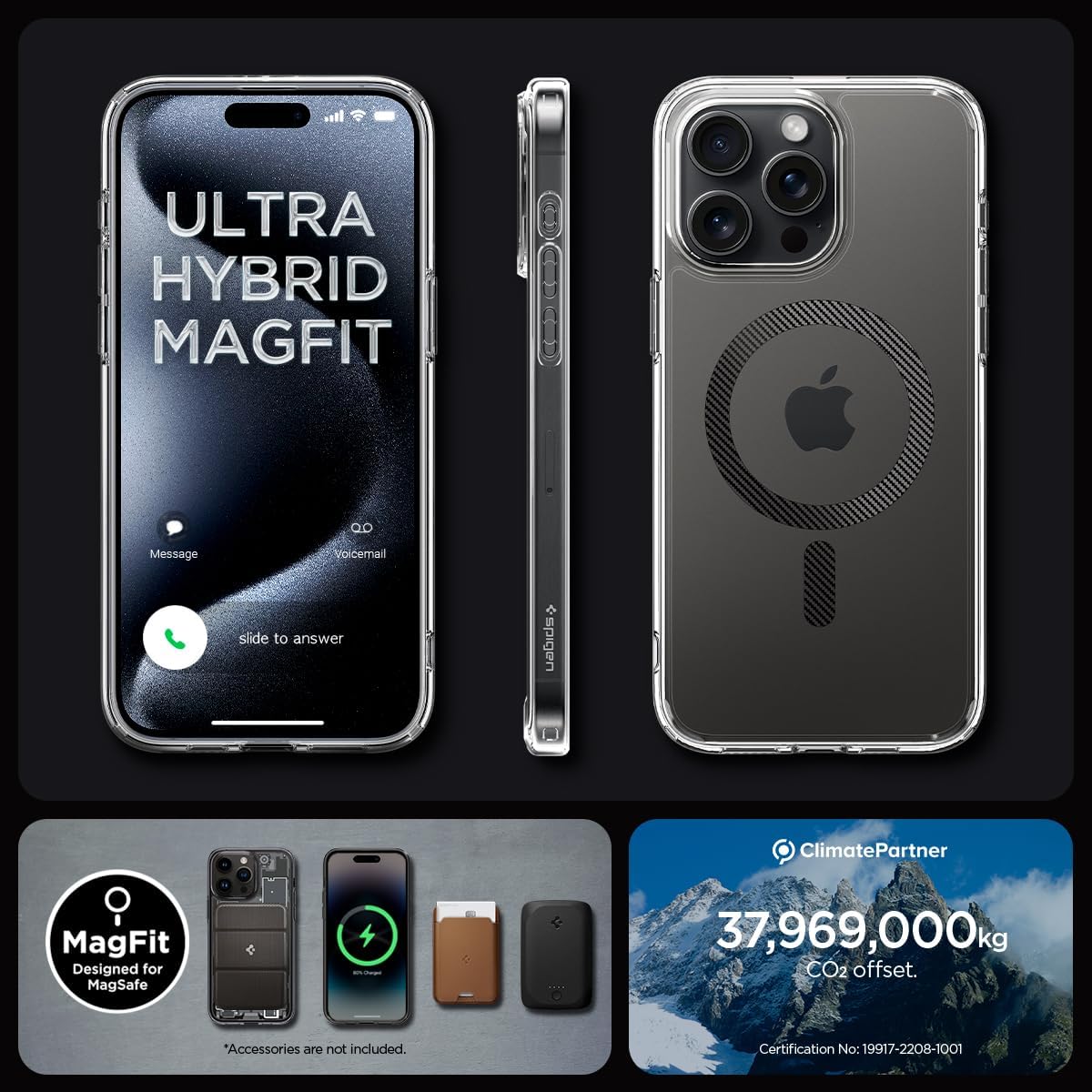 Spigen Ultra Hybrid MagFit designed for iPhone 15 Pro case cover compatible with MagSafe - Carbon Fiber