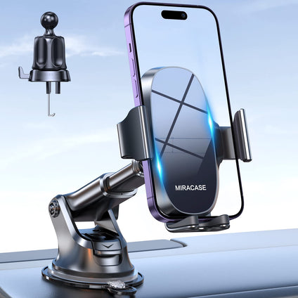 Miracase Car Phone Holder, 4-in-1 Mobile Holder for Car, Phone Holder Car for Dashboard & Air Vent & Windshield, Compatible with iPhone 14 Pro Max 13 12 11, Samsung S23, Xiaomi, Google and More