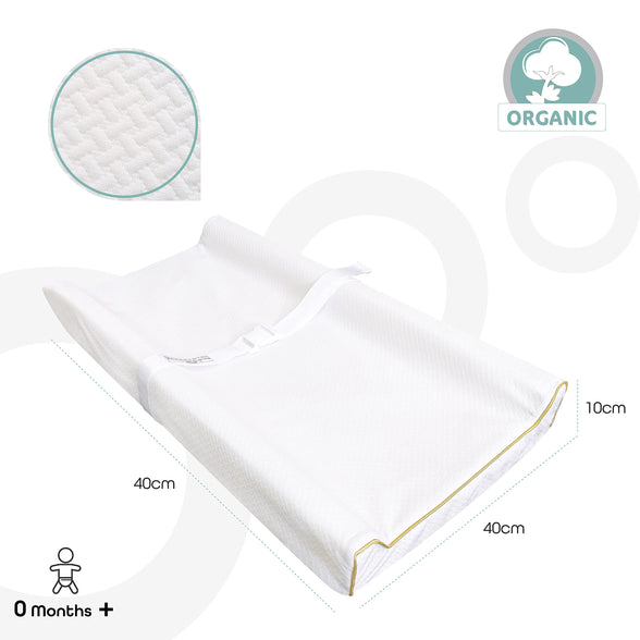 MOON Organic changing mat -WaterProof Diaper Changing Pad,With Easy To Clean Cover Safety Strap, Fits All Standard Changing Tables/Dresser Tops