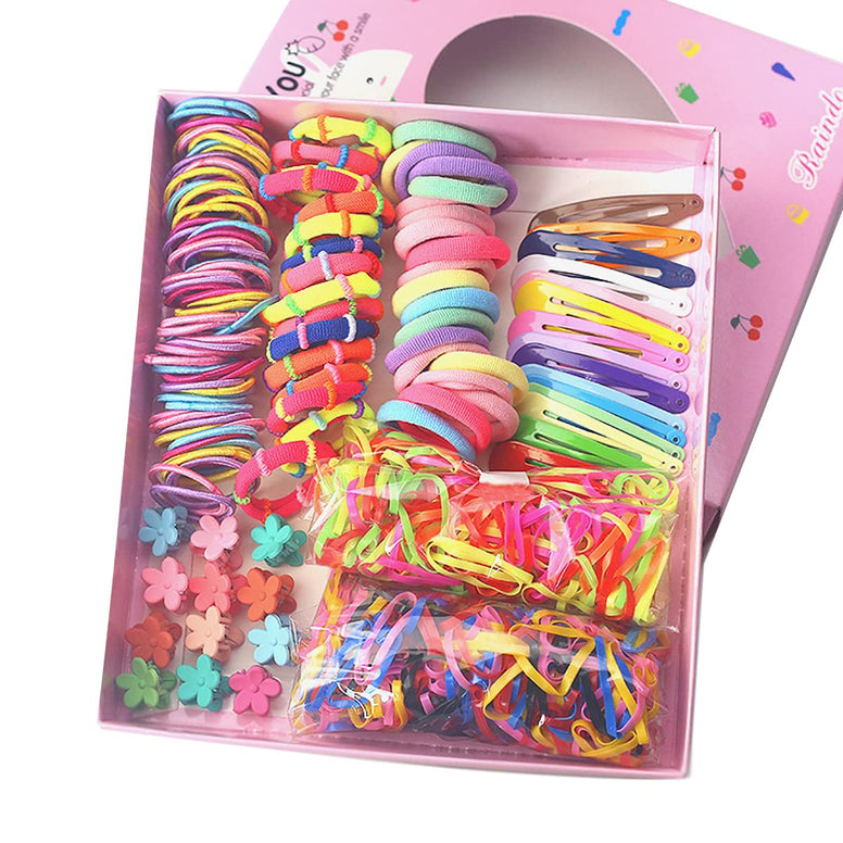 Girls Hair Accessories Set,780 Pcs Kids Hair Accessories Gift Set,Bow Hair Clip Flower Hair Clip Elastic Rubber Hair Ties Hair Clips for Girls and Little Girls Baby Kids