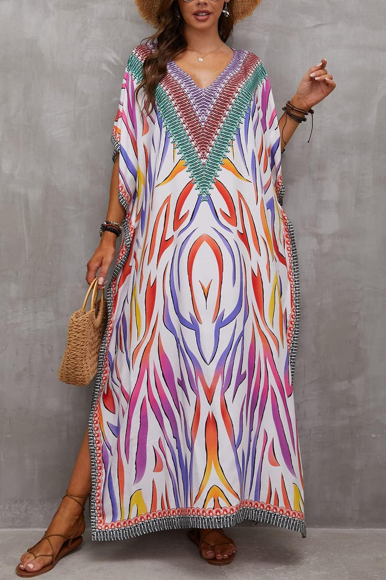 YouKD Wemon's Summer Long Kaftan Bohemian Maxi Kimono Dress Swimsuit Beach Cover Up Robes