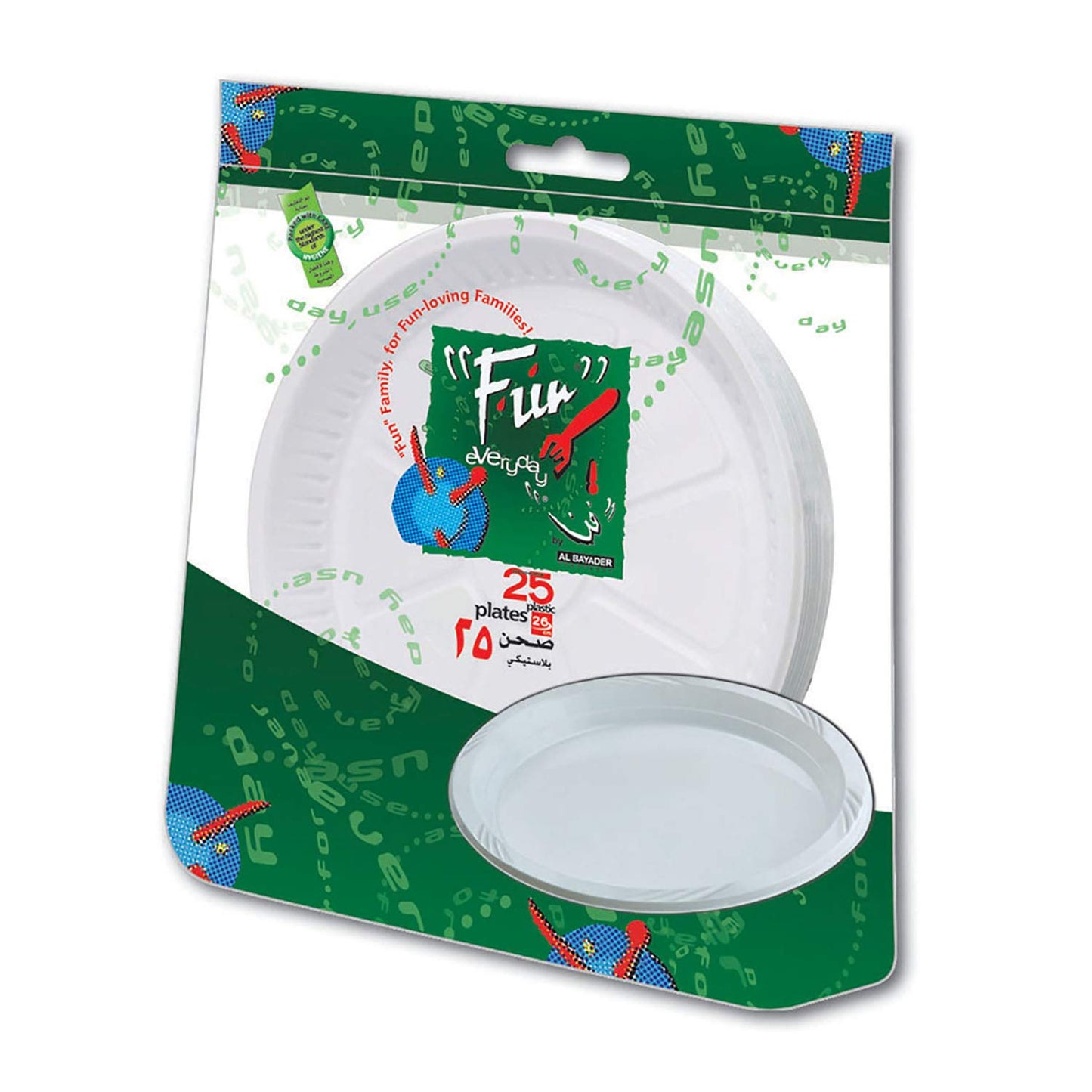 Fun Everyday Disposable Plastic Plate Set, Large, 26 Cm, Pack Of 25