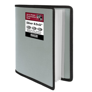 Dunwell Art Portfolio Binder 8.5x11 - (Silver) Portfolio Folder for Artwork, Letter Size Document, Flexible Cover Presentation Book, Portfolio Organizer with Clear Sleeves, Shows 48 Pages, Archival