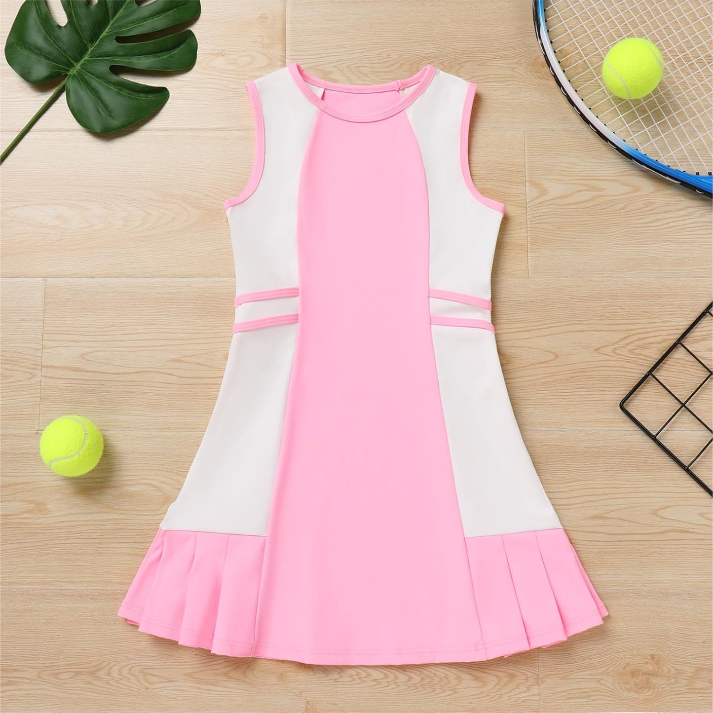 ODASDO Girls Tennis Golf Outfit Sleeveless Dress Tank Top with Pocket Shorts Skorts Set Sportswear Workout Athletic Clothes