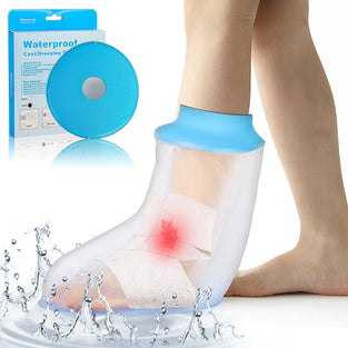 SUPERNIGHT Child Waterproof Ankle Cast Cover for Shower, Bandage Protector for Teenager’s Dressings and Injuries Toe, Ankle Wound, Burns, Reusable Sealed Watertight Foot Cast Bag, Anti-Slip Design