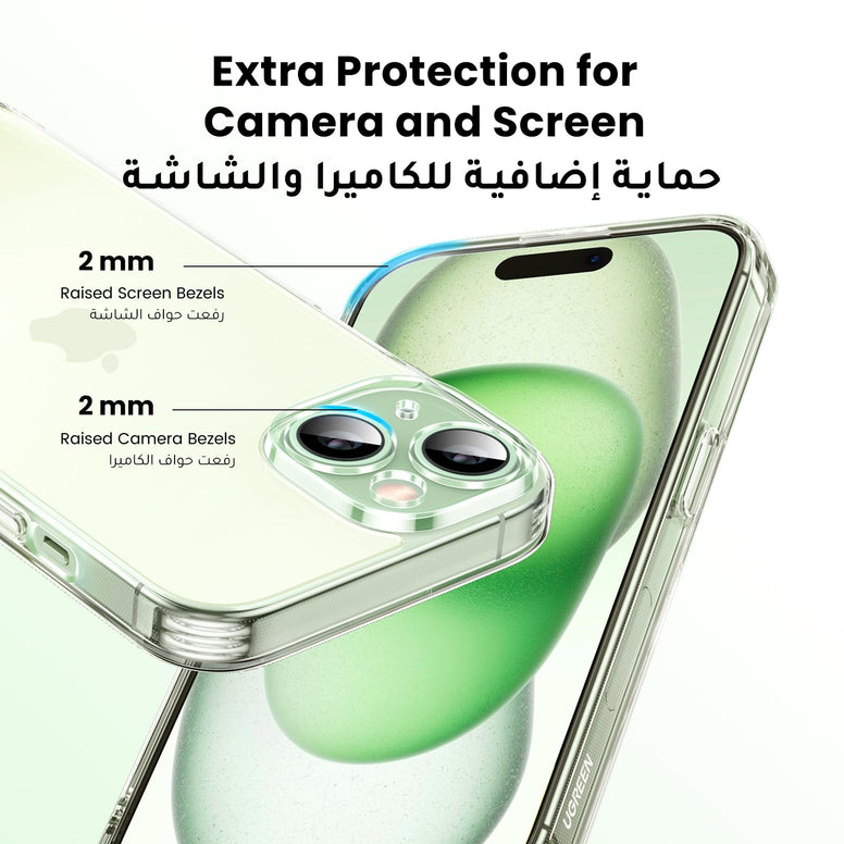 UGREEN iPhone 15 Case Clear 6.1 inch【Anti-Yellowing】【 Mil-Grade Anti-Drop】iPhone 15 Cover Transparent, Slim Thin Crystal iPhone 15 Case, Full Coverage Lens Protection, Shockproof Anti-Scratch