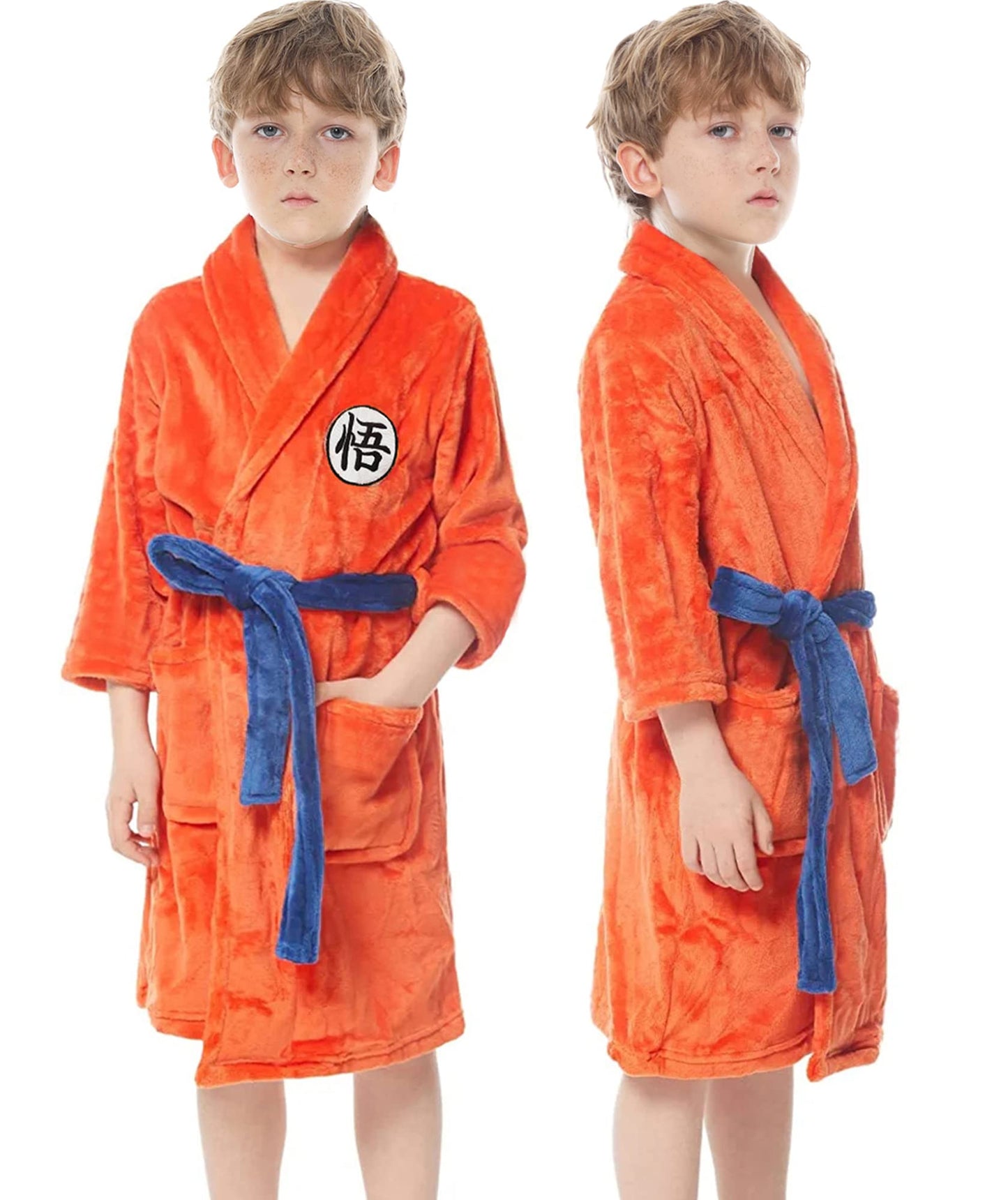 Heionia Anime Bathrobe Dragon Anime Pajamas Robes for Boys Bathrobes Costume for Kids Soft Plush Long Bath Robe Cosplay (S)