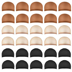 30-pieces Black Wig Caps, Nylon stocking cap for Making Wig caps for-Women-Man (Three colors)