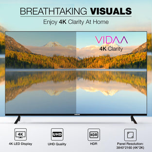 Nikai 55 Inch Smart TV, VIDAA OS, 4K UHD Quality, Dolby Vision, Apple Airplay, Smooth Motion, Quad Core Processor, Game Mode Plus, Official Apps YouTube, Netflix, Metro Muscat, Prime, Shahid - UHD55SVDLED