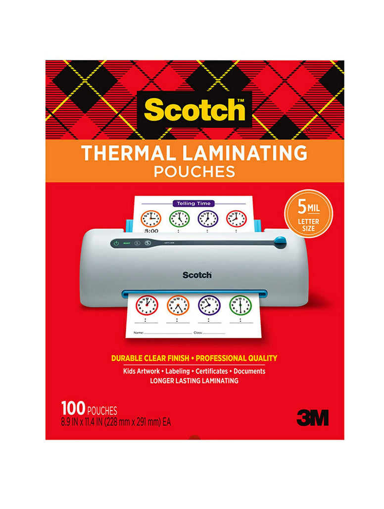 Scotch Thermal Laminating Pouches, 5 Mil Thick For Extra Protection, 100-Pack, 8.9 X 11.4 Inches, Letter Size Sheets, Clear (Tp5854-100)